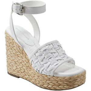 Marc Fisher Womens Faux Leather Ankle Strap Wedge Sandals